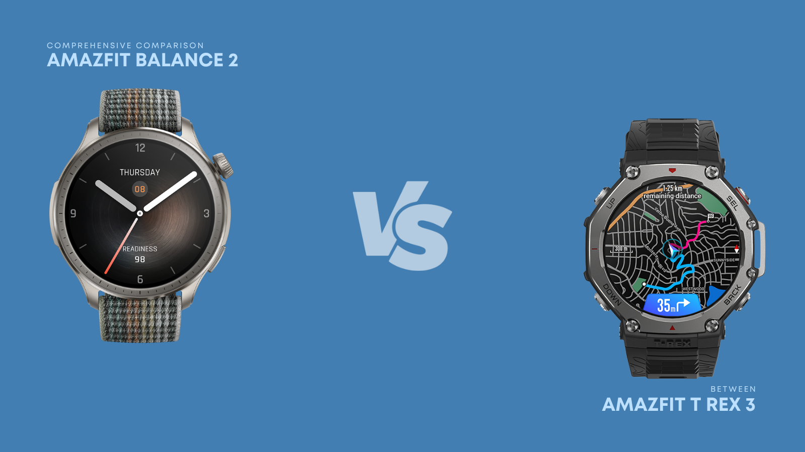 Amazfit Balance 2 vs T-Rex 3 Comparison