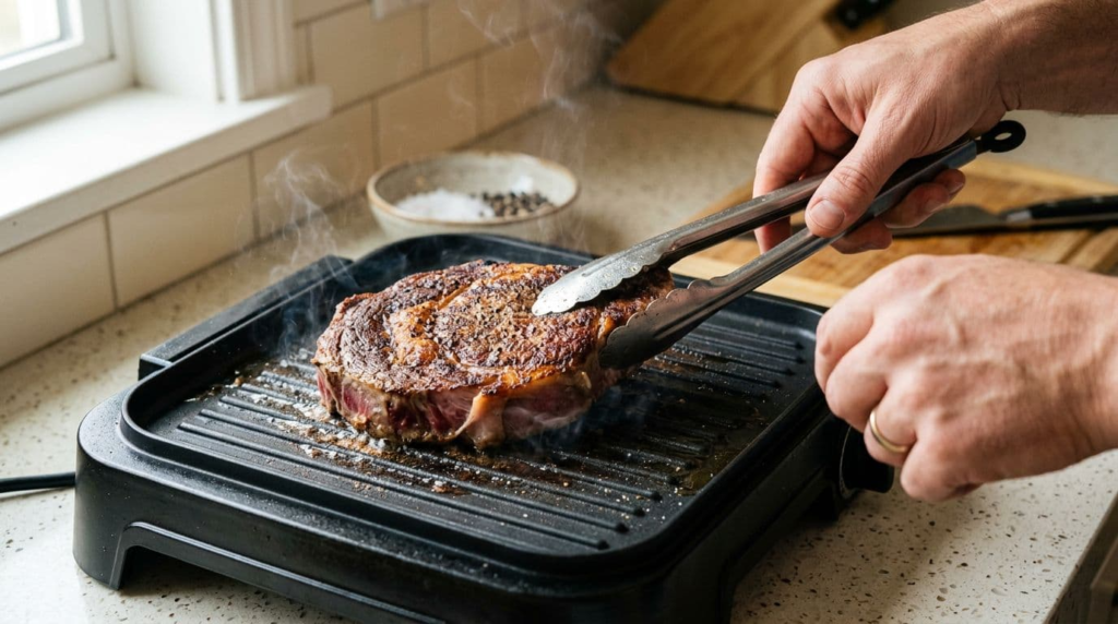 Preheat, sear, then finish to the exact temp you want - How to Sear Steak on Electric
