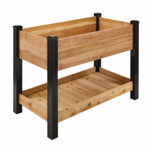 Vigoro Elevated Cedar Garden Bed - Best Raised Garden Bed with Storage